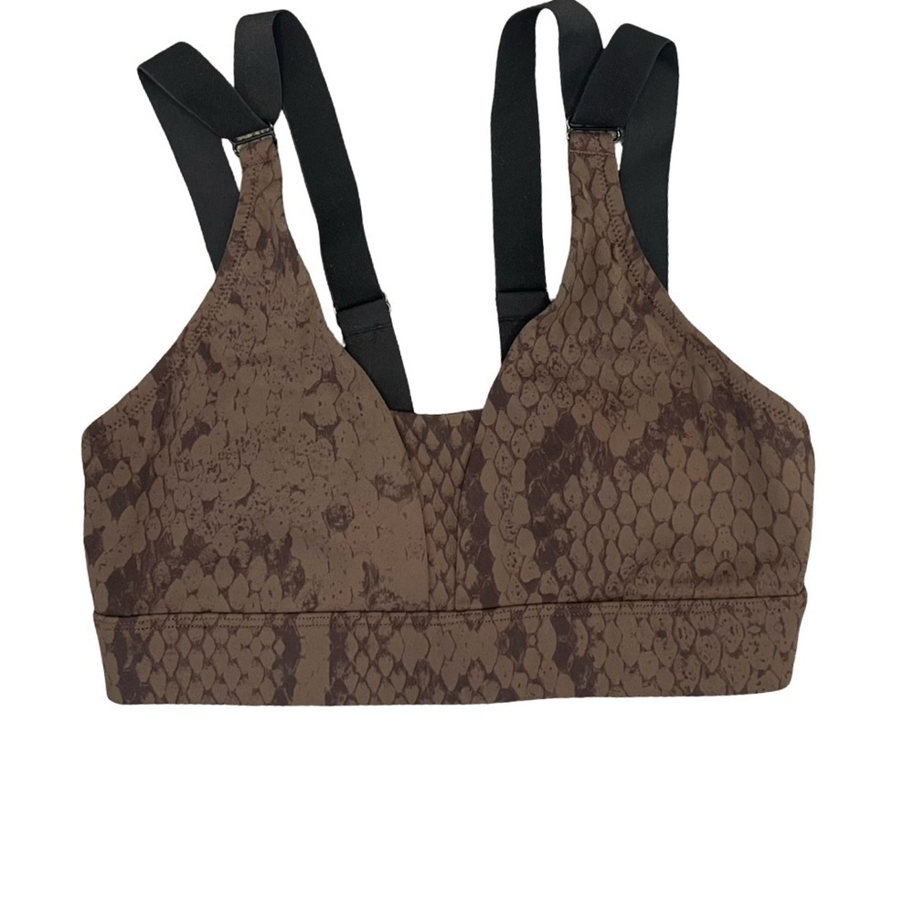 Varley Brown Snake Print Sports Bra XS Strappy Activewear